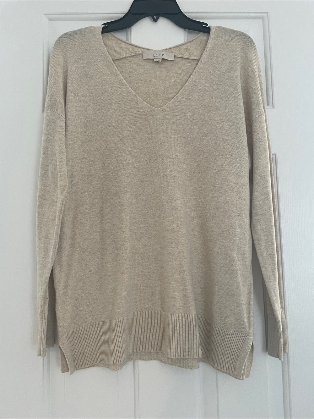 LOFT Beige V-Neck Lightweight Sweater